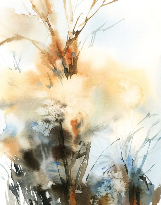 Winter signs Abstract Landscape Watercolor