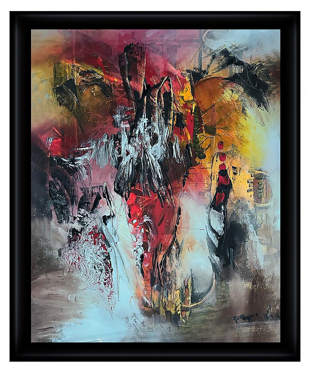 Impressionistic Abstract Oil Painting By Eleonora Bakalova, 19 X 24, ?he Haunted Place, Original Artwork