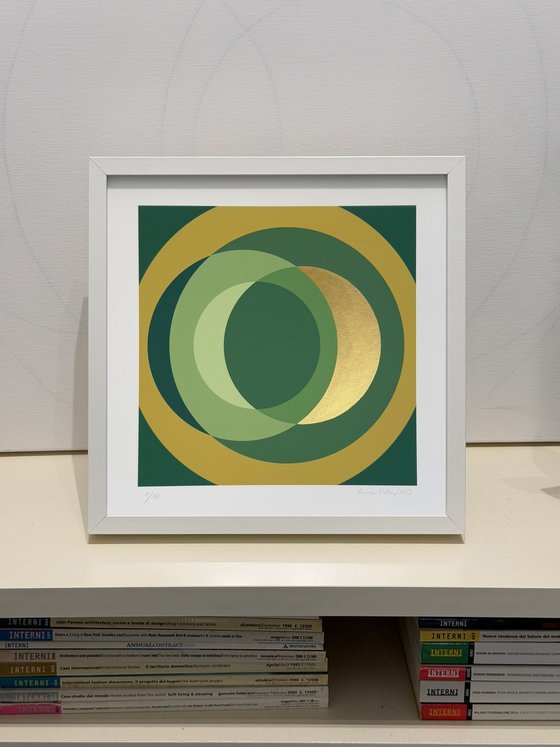 Fine Art Print & Gold painted. Forest Green