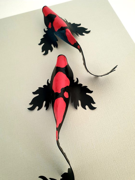 2 Black Fantasy Koi with red markings