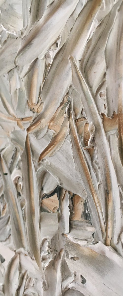 Gray Sea Weeds 18x18 Abstract Contemporary One of a Kind by Bo Kravchenko by Bo Kravchenko