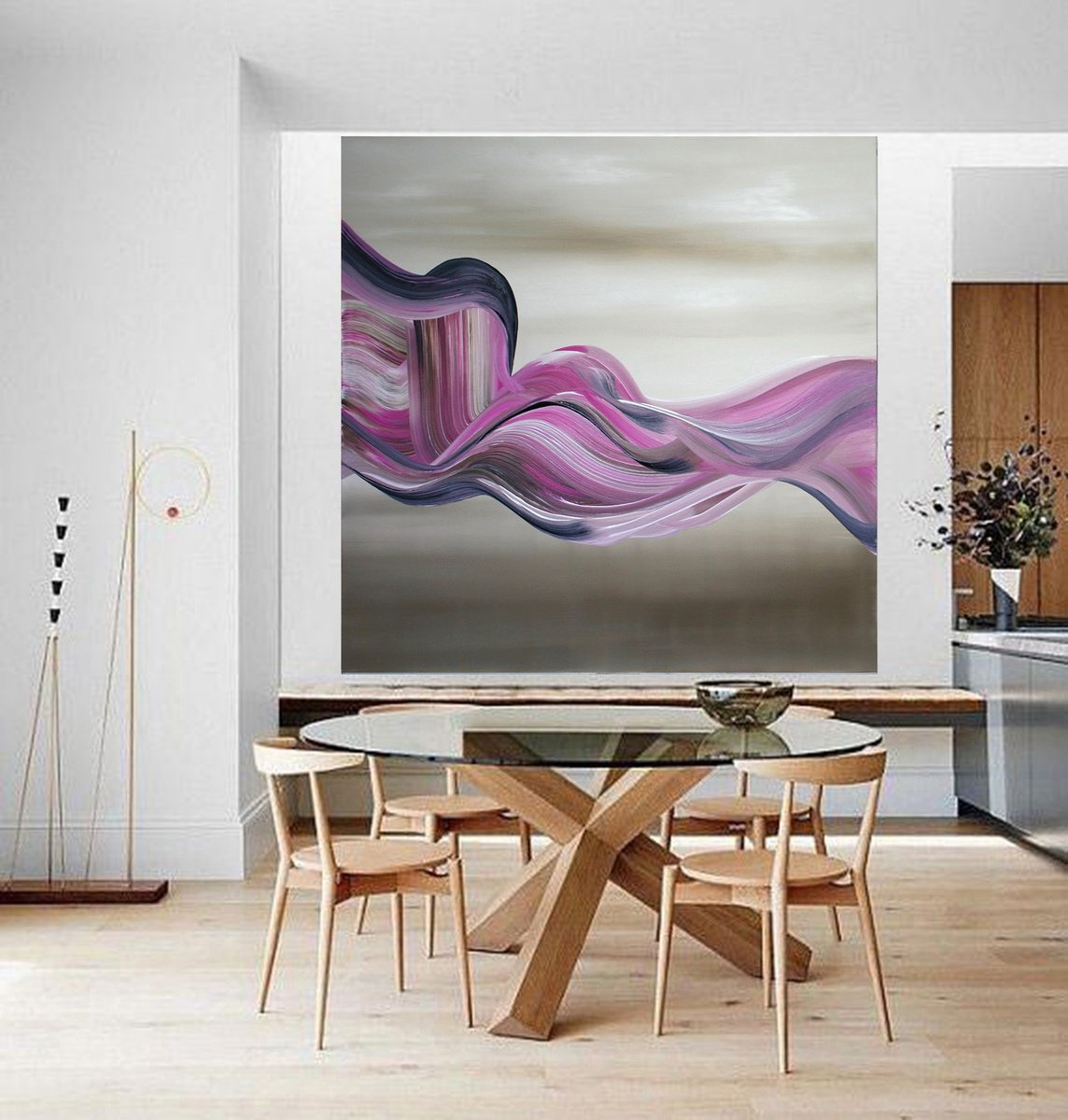 Organic Abstract Acrylic Painting By Susan Wooler, 39 X 39", Salsa Sapphire, Original Artwork