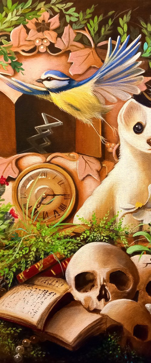 My treasure II Free bird- original acrylic on canvas 46 x 38 cm / 18 x 15 inches by Valentina Toma' aka Zoe Chigi