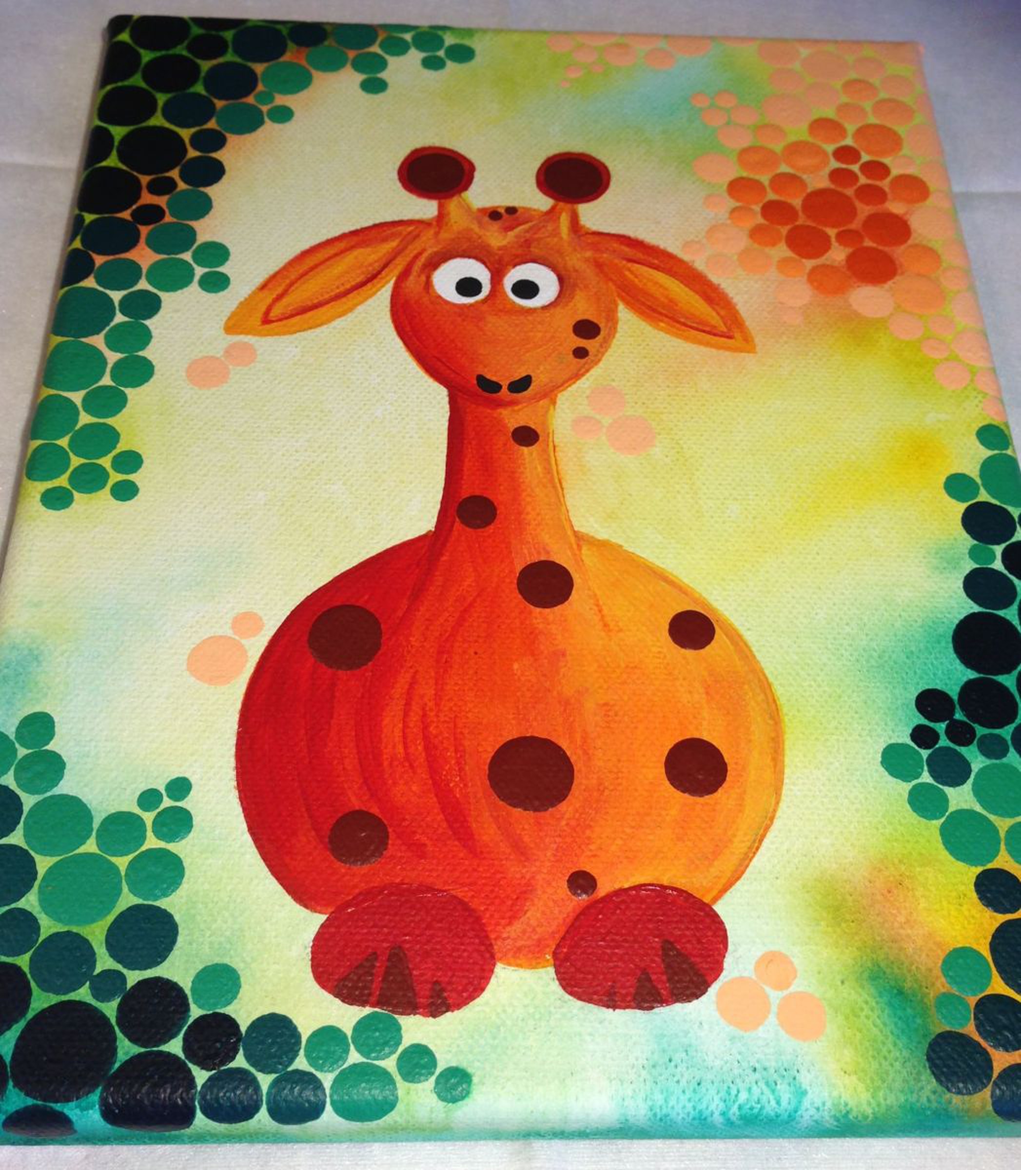 Giraffe Dotart Acrylic Painting By Mandala Art Artfinder
