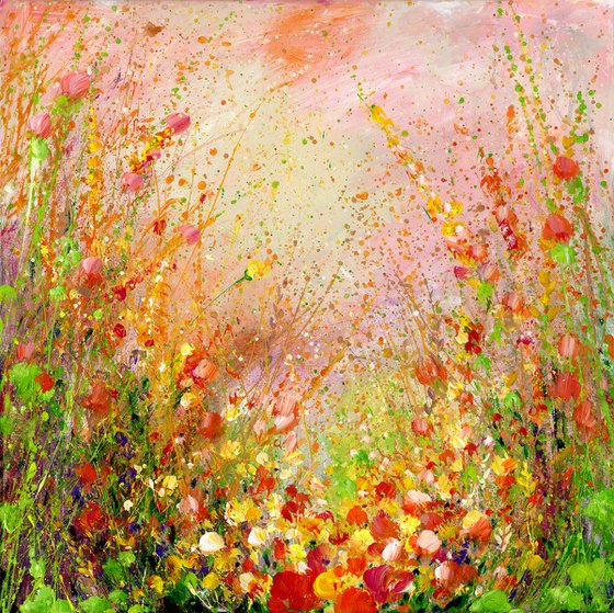 Layla's Garden - Floral Painting by Kathy Morton Stanion