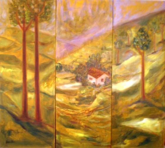 Nilgiri Landscape (Triptych), Three panels, Landscape deconstructed
