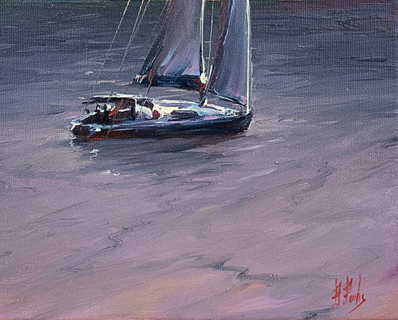 Sailing art sunset