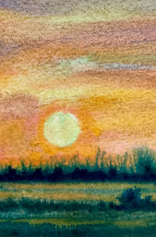Sunrise over Boswiddle, middle Cornwall by Samantha Adams