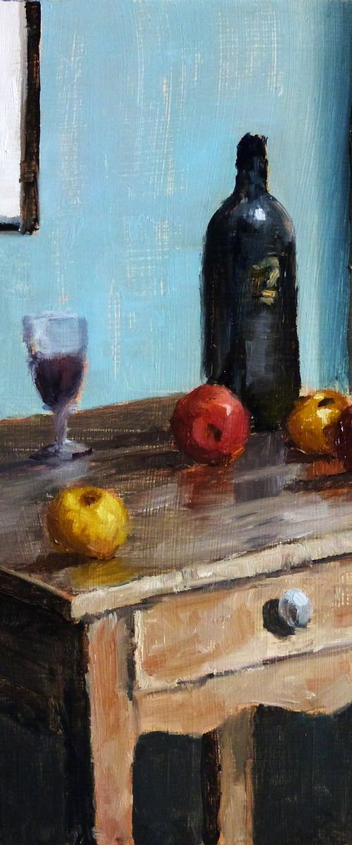 Wine Bottle & Apples by Pascal Giroud