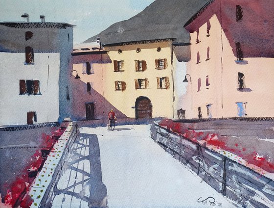 Old bridge in Tirano, Italy