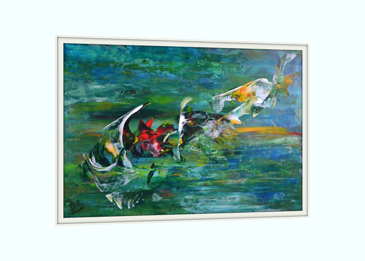 Abstract Acrylic Painting By Isabelle Vobmann, 17 X 12, Paper Dream 13, Original Artwork