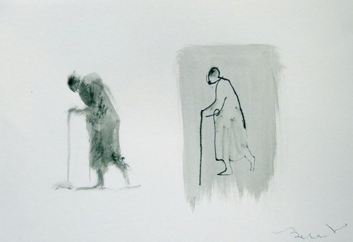 Elderly passers-by 1, 21x29 cm by Frederic Belaubre