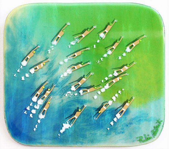 Swimmers 771 · in Epoxy Resin Baracay island Philippines green and blue water