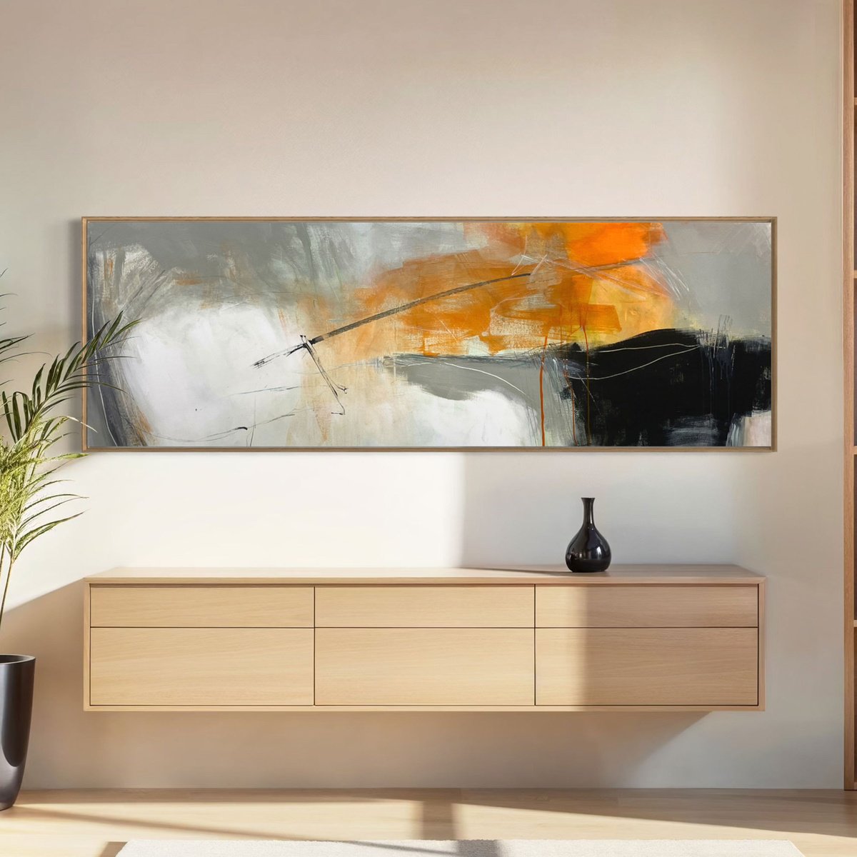 Expressive Abstract Acrylic Painting By Cheryl Harrison, 79 X 26, Throw It Back, Original Artwork