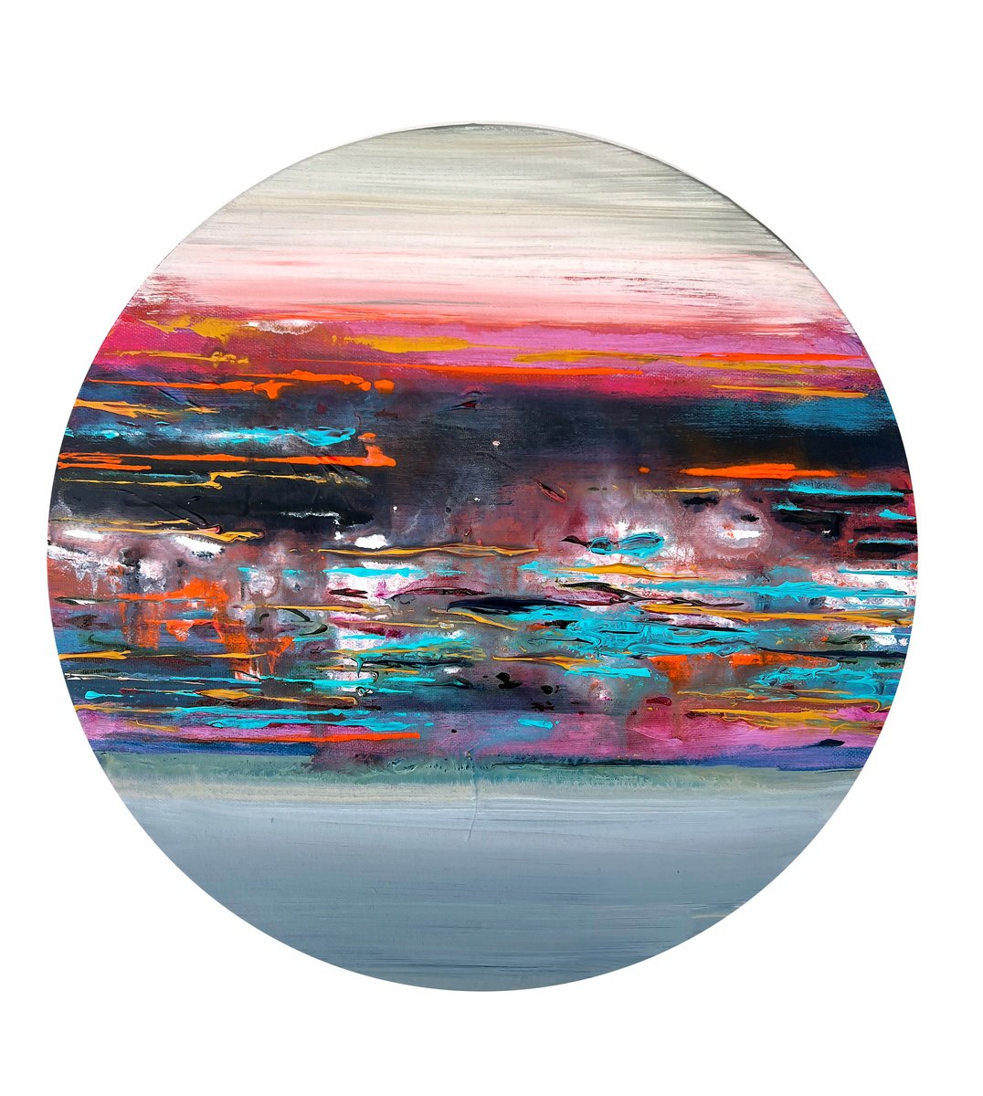 Organic Landscape Acrylic Painting By Randi Antonsen, 16 X 16", Impressions Of A Beach, Original Artwork