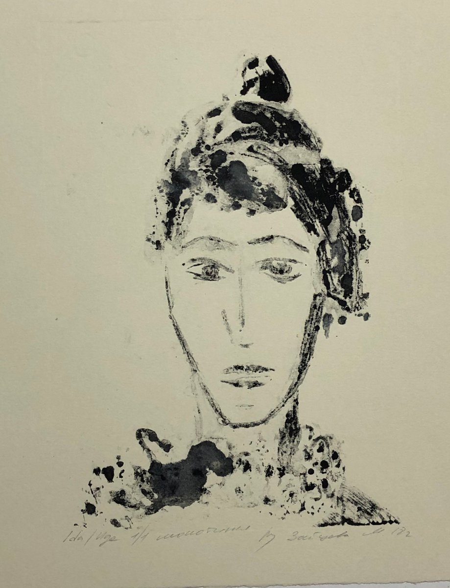 Ida. The muse. Original print. Monotype. by Maria Zaytseva