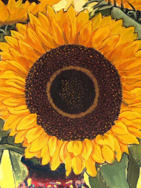 Sunflowers and Leaves