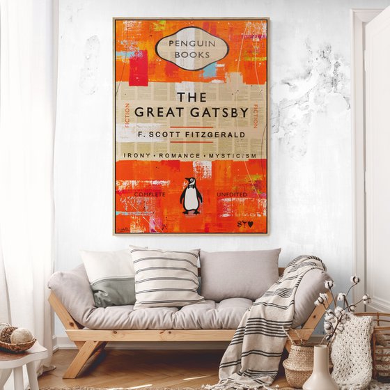 Gatsby Mystery 140cm x 100cm Textured Book Page Urban Pop Art