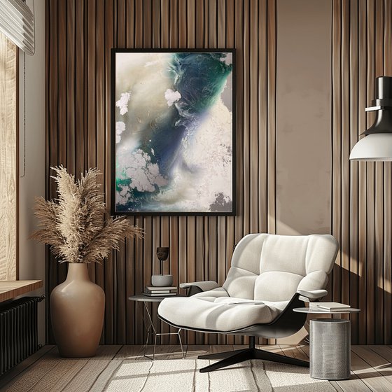 Ivory Abstract with Silver