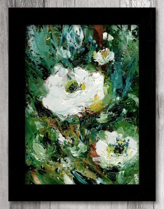 Tranquility Blooms 42 - Framed Highly Textured Floral Painting by Kathy Morton Stanion