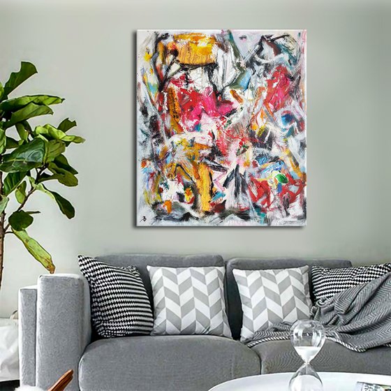 -Humble- Rich textured Abstract Expressionism style painting on canvas.