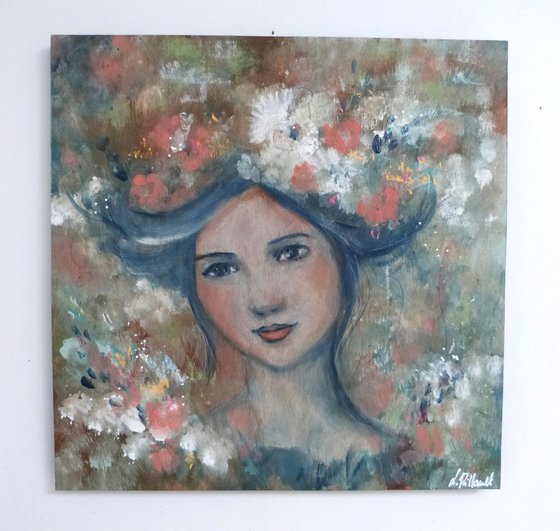 Anna Romantica.40x 40 cm on wood