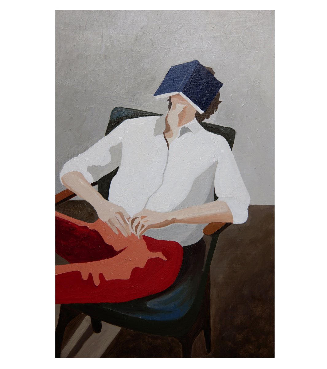 Expressive Portrait Acrylic Painting By Young Park, 8 X 13", A Perfect Break, Original Artwork