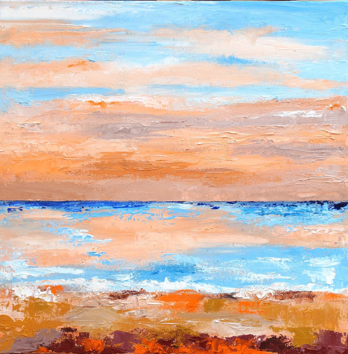 Calm Day Orange Skies By Ann Palmer, 22 X 22, Artwork For Sale On Artfinder