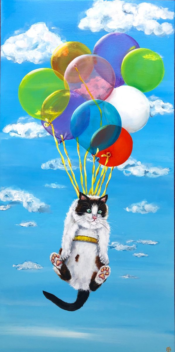 Illustrative Animal Acrylic Painting By Lena Smirnova, 16 X 31", Good Journey! #4, Original Artwork