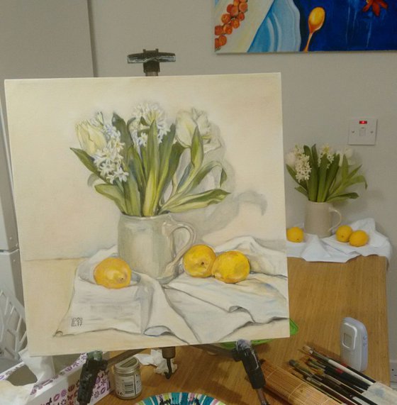 White Flowers and Lemons