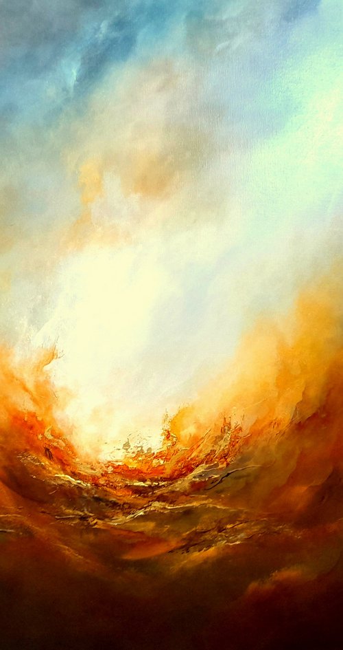 THE FURY (Large seascape/landscape oil painting) by Gillian Luff