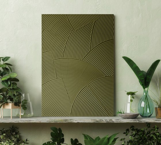 "Field 3" Green abstract high textured art