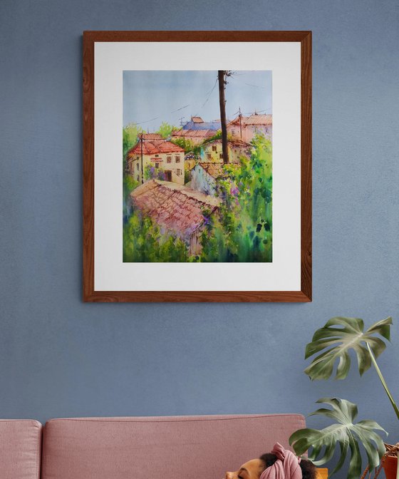 Memories | Original watercolor painting (2021) Hand-painted Art Small Artist | Mediterranean Europe Impressionistic