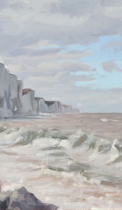 Cliffs on the French Channel coast, high tide by ANNE BAUDEQUIN