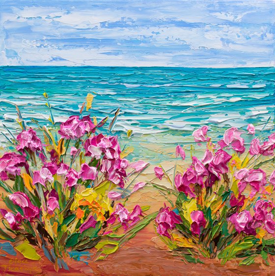 Pink flowers by the Sea