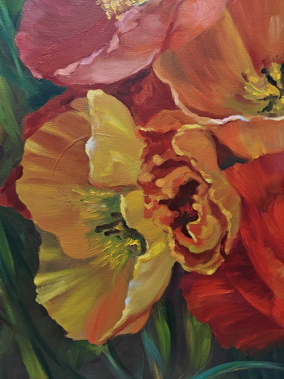 Poppies, Original oil painting