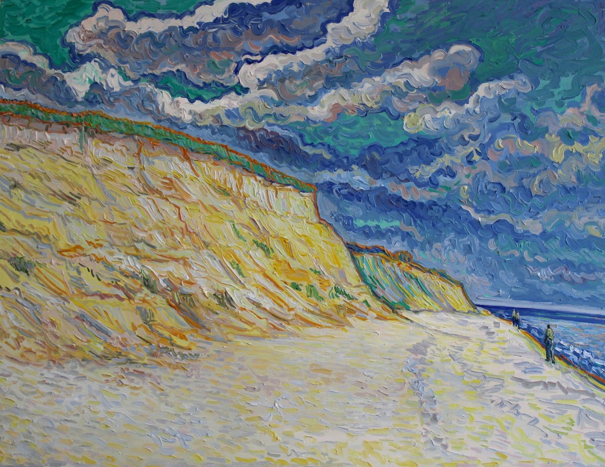 Impressionistic Landscape Oil Painting By Nigel Dickerson, 36 X 28", Covehithe Beech, Suffolk, Original Artwork