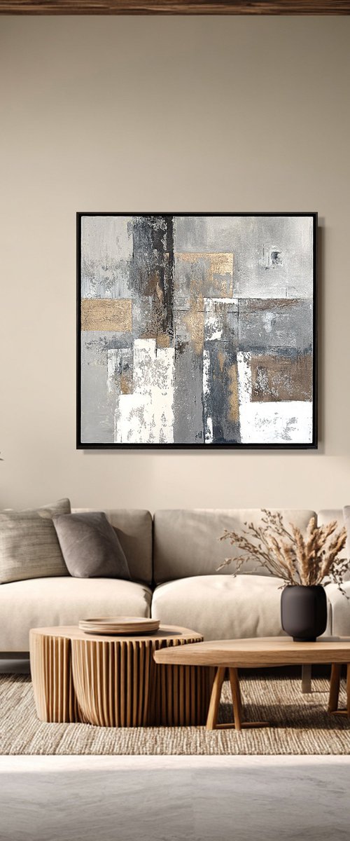 Contemporary Geometric-Neutral Grey Gold by Tatiana Malinovscaia