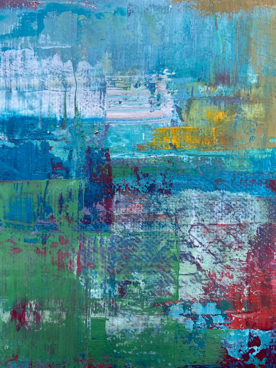 Abstract Landscape Acrylic Painting By Marcello Carrozzini, 8 X 8", Piccolo Paesaggio 1, Original Artwork