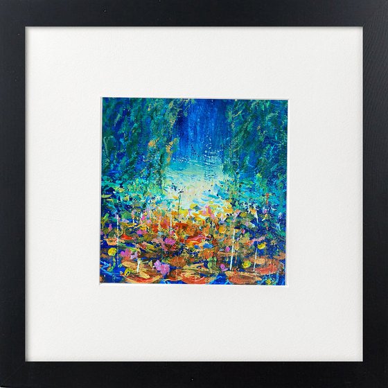 Deep Blue Waterlily pond framed