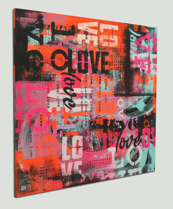 NEW! - Love in Technicolor on Black - Love letters - 90x90 cm - Ronald Hunter - 05M