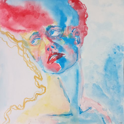Abstract watercolor portrait 2022 by Tatiana Myreeva