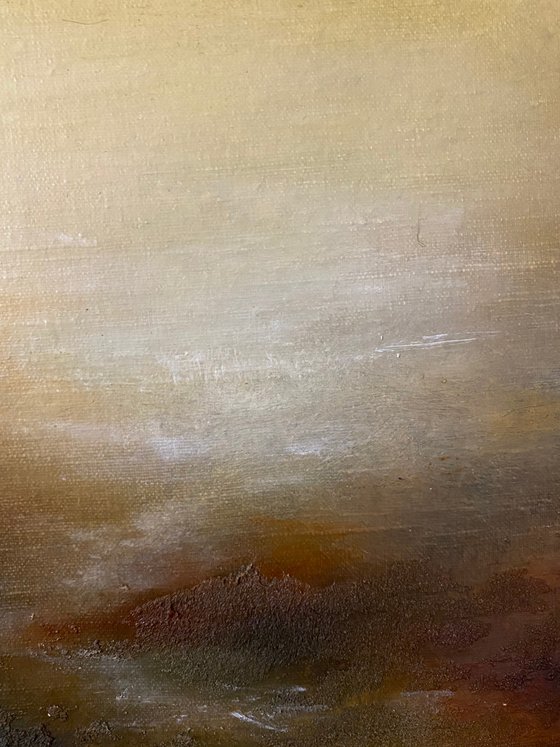 Estuary 25X25 cm - original oil painting gold particles landscape gift modern urban art office art decor home decor gift idea