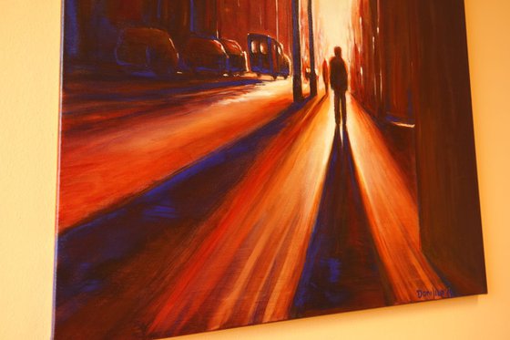 Walk to sun - Sunset Light New York Cityscape People Streets Gift