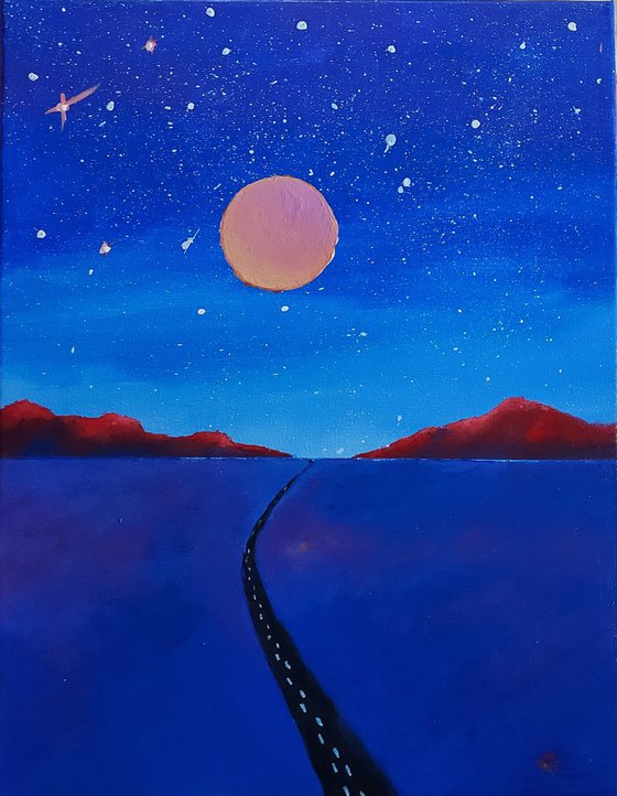 Night walk. New painting