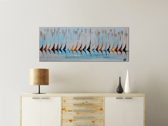 Colored Sails  - Abstract- Sailboat Painting- Acrylic Canvas Wall Art