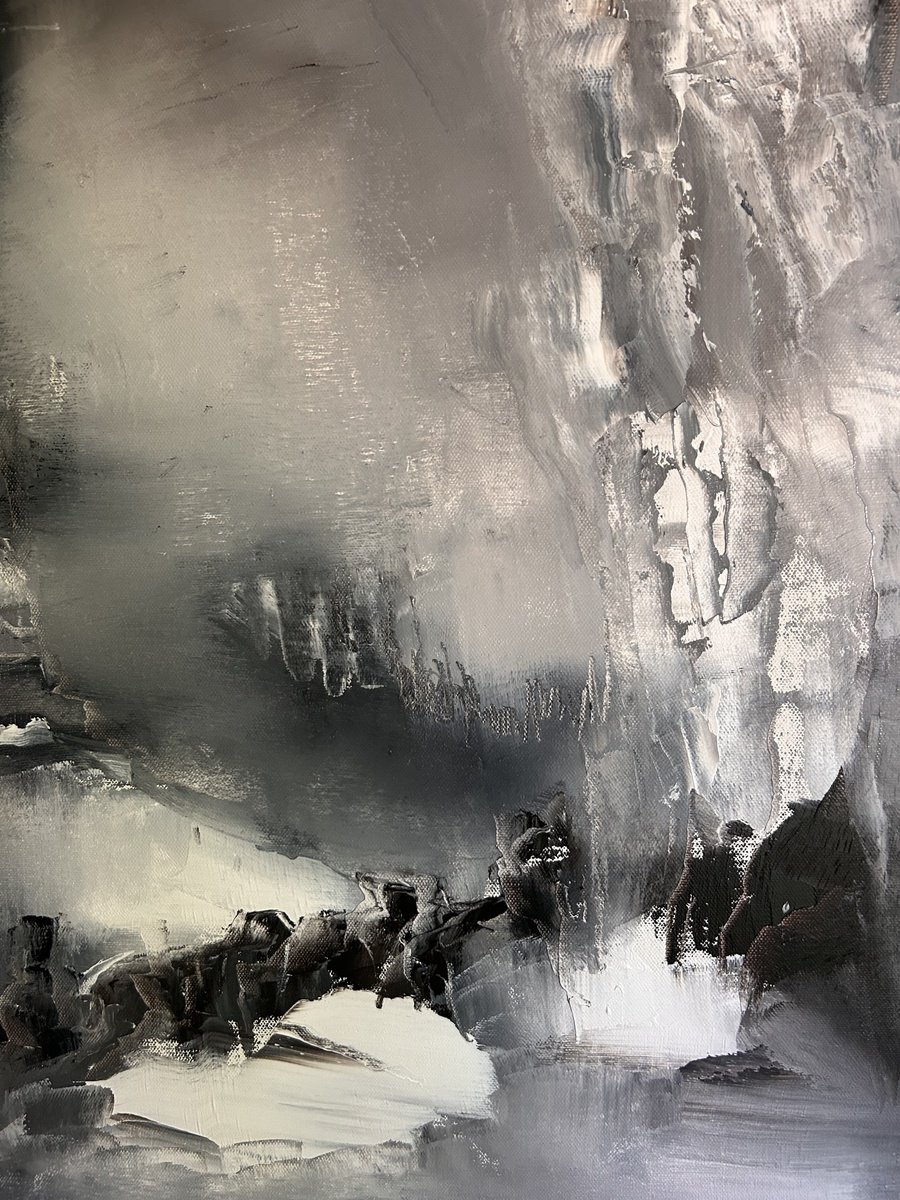 Expressive Abstract Oil Painting By Ludmila Budanov, 24 X 31", Walking Through The Night, Original Artwork