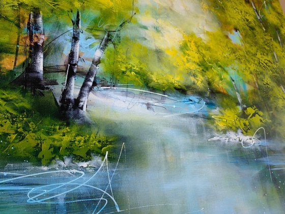 "Tranquil Waters: Forest Serenity", XXL
