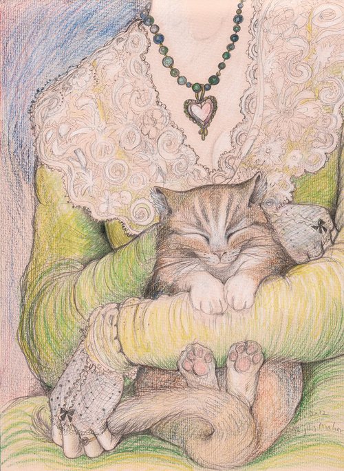 Cat - Feline Fantasy - Lace Kitten by Phyllis Mahon