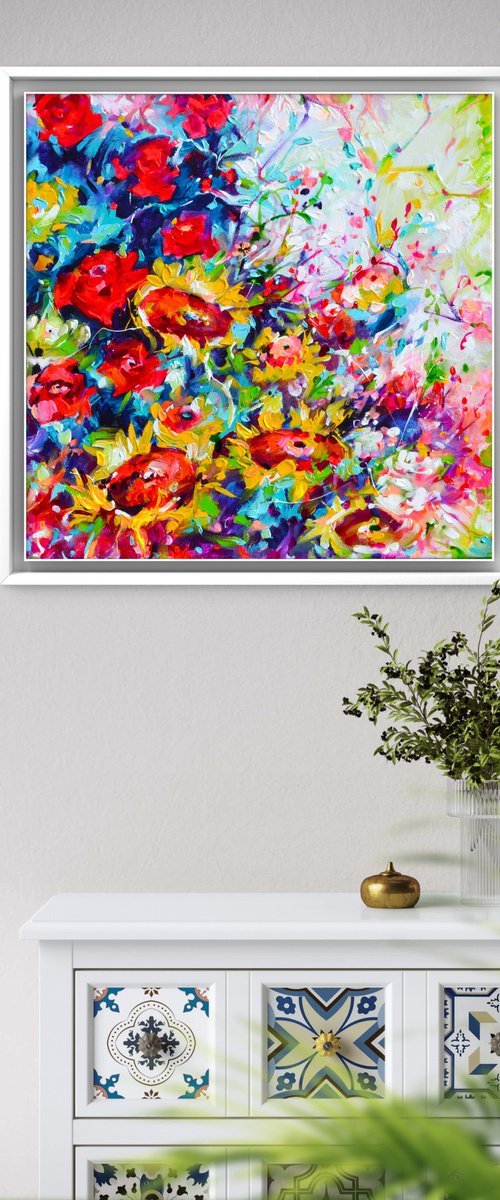 Red Roses and Sunny Swirls by Soos Roxana Gabriela